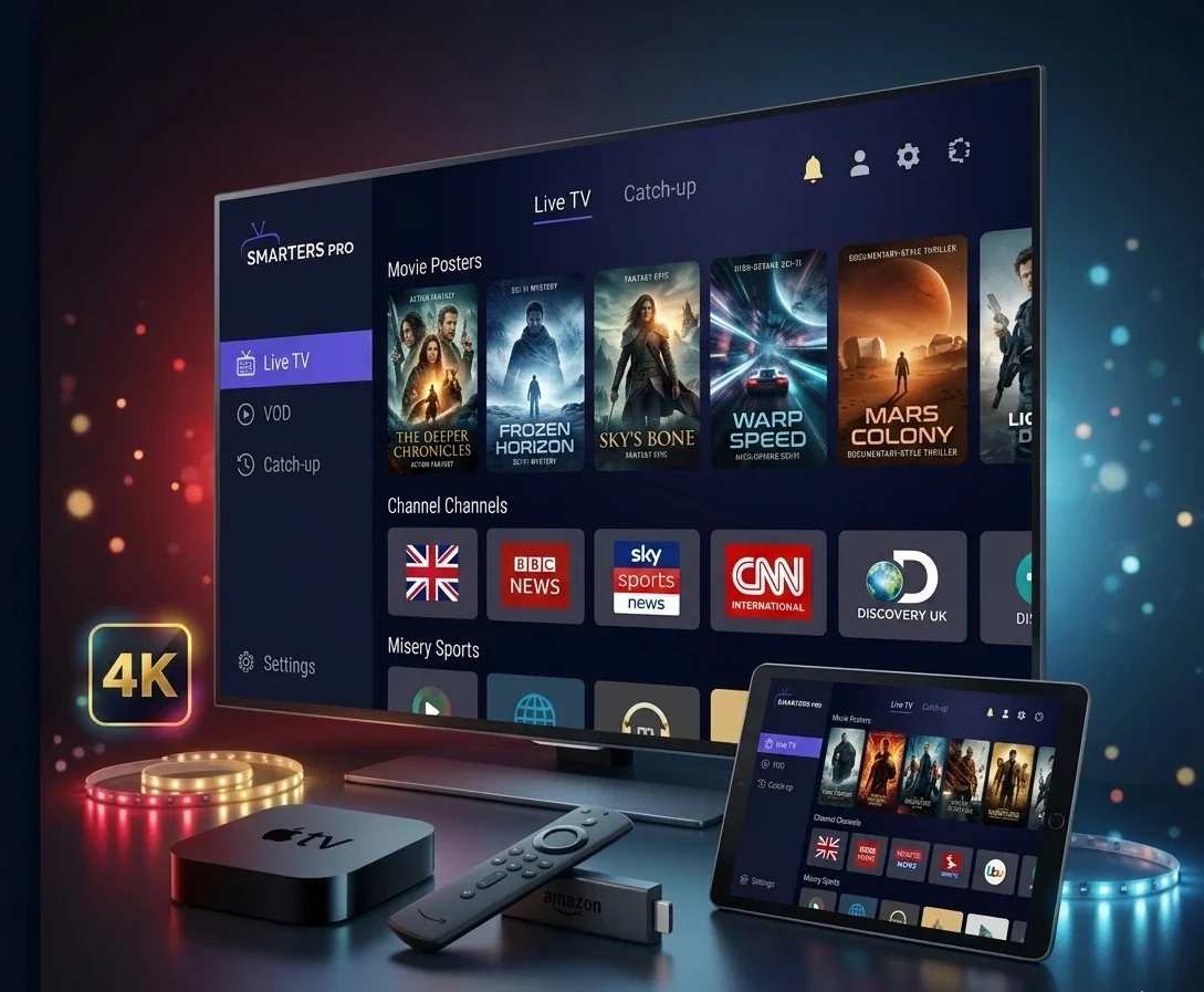 What is IPTV - UK IPTV subscription service streaming live TV channels on Smart TV and devices via internet